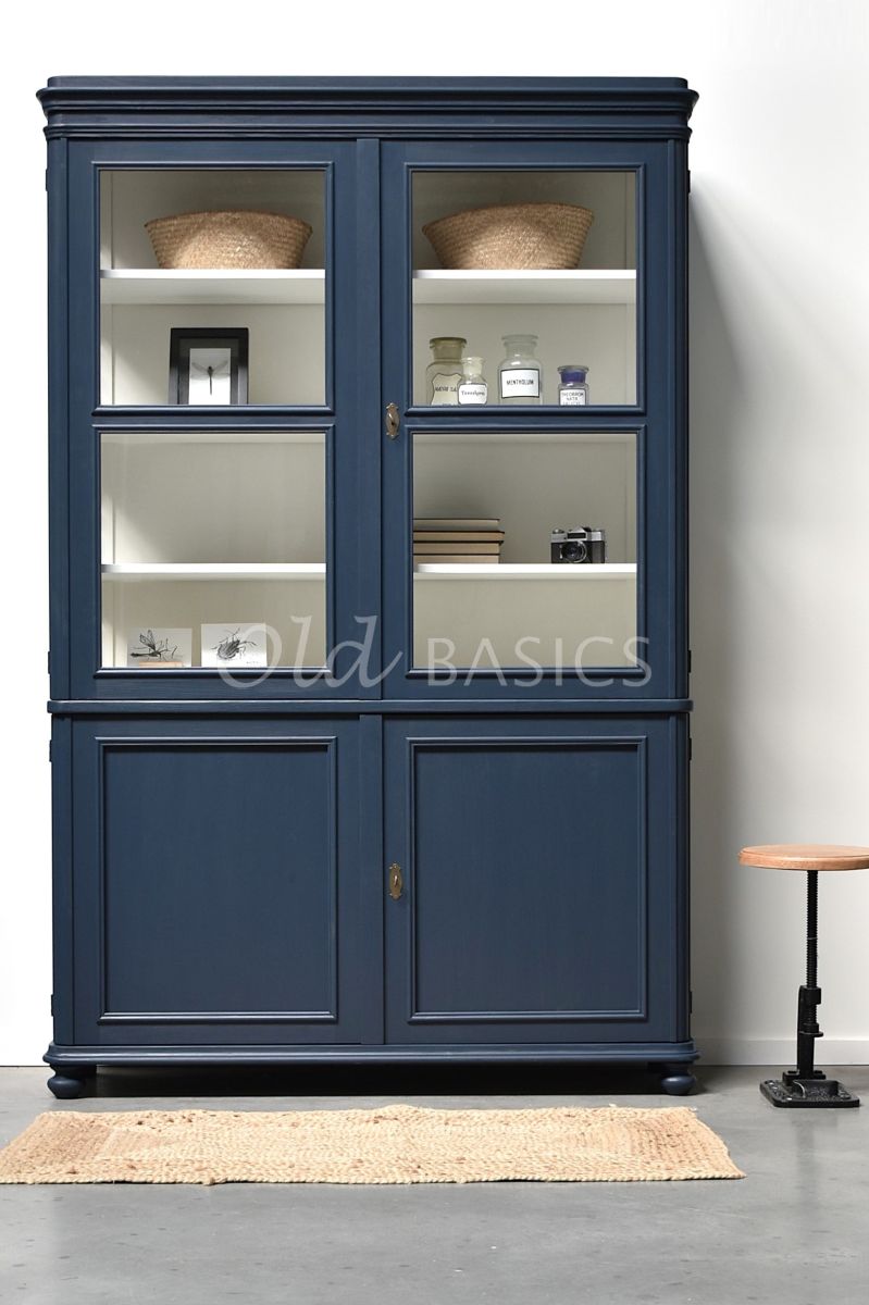 Vitrinekast Amiens, 2 deuren, RAL5008, blauw, materiaal hout